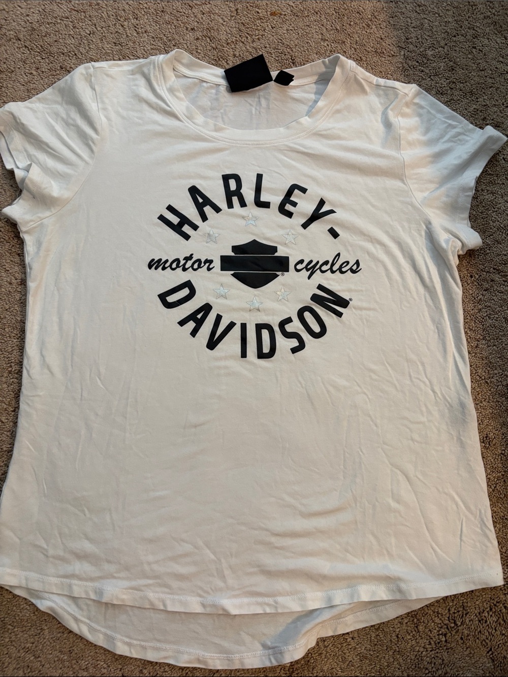 Harley Davidson Womens Logo & Stars Tee White Size XL Great Condition comfy soft